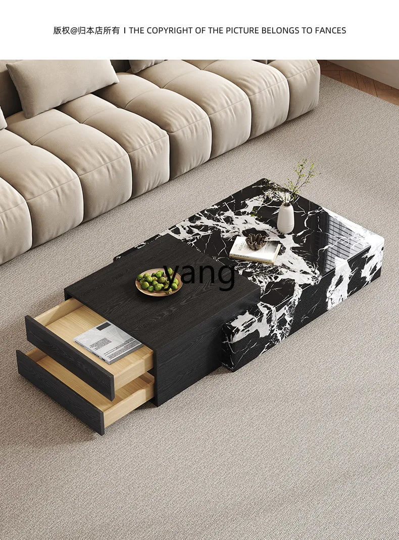

LMM Italian minimalist marble coffee table black new living room home