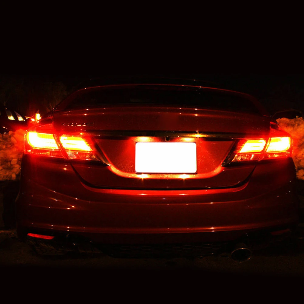 

2pcs Car Red Strobe Flashing Blinking LED Lamp For Honda Civic Brake Tail Light 7440 7441 7443 7444 992A Cars Brake Stop Light,