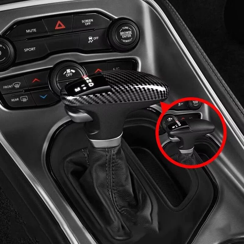 Carbon Fiber ABS Car Interior Accessories Gear Shift Knob Cover Protector Trim For Dodge Charger Challenger Durango 2016-2024
