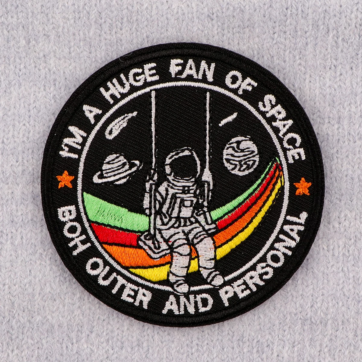 I'M A HUGE FAN OF SPACE Embroidery Patch Astronaut Iron On Patches for Clothing Thermoadhesive Patches On Clothes Badge DIY Sew