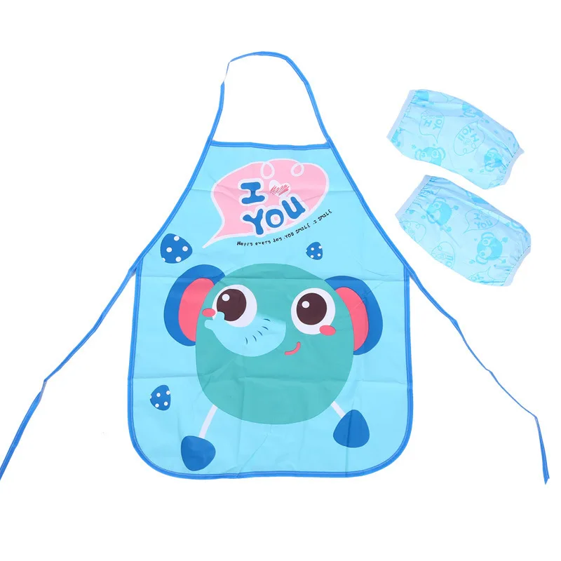 Kids Painting Waterproof Apron Children's Cartoon Dining Bib Kitchen Kindergarten Doodle Bib With Sleevelet