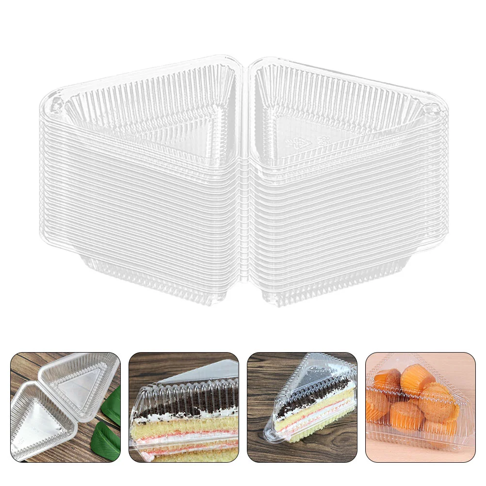 50 Pcs Pie Container with Lid Triangular Cake Box Mini Boxes Triangle Cheesecakes