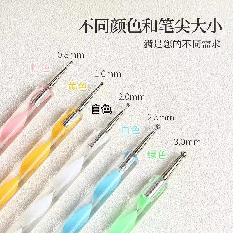 Dual-ended Drawing Painting 5 Pcs Nail Art Dotting Pen Crystal Beads Handle Rhinestones Manicure Tools Professional Nail Dotting