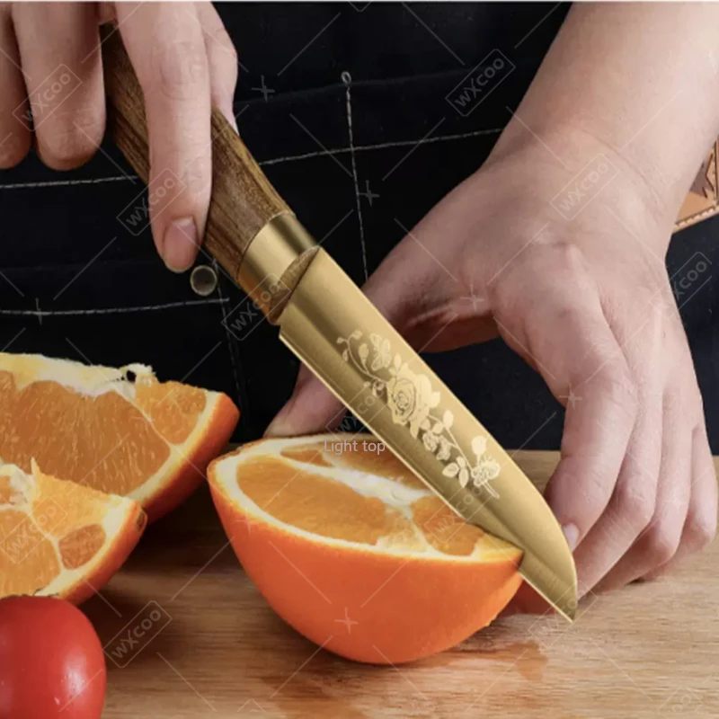 WXCOO 4inch Fruit Knife Household Stainless Steel Paring Knives Vegetable and Fruit Slicing Cutting Utility Knife Cooking