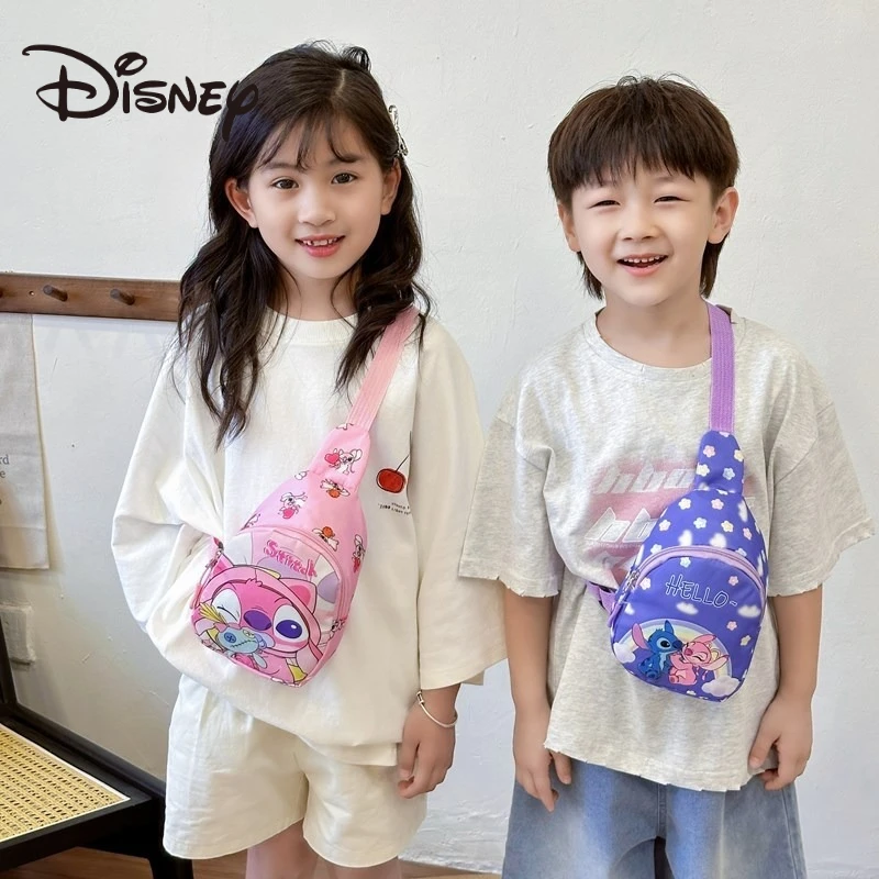 Lilo และ Stitch Disney เด็กกระเป๋า Kawaii การ์ตูนอะนิเมะพิมพ์อุปกรณ์เสริมกระเป๋า Crossbody สําหรับชายและหญิงไหล่กระเป๋า