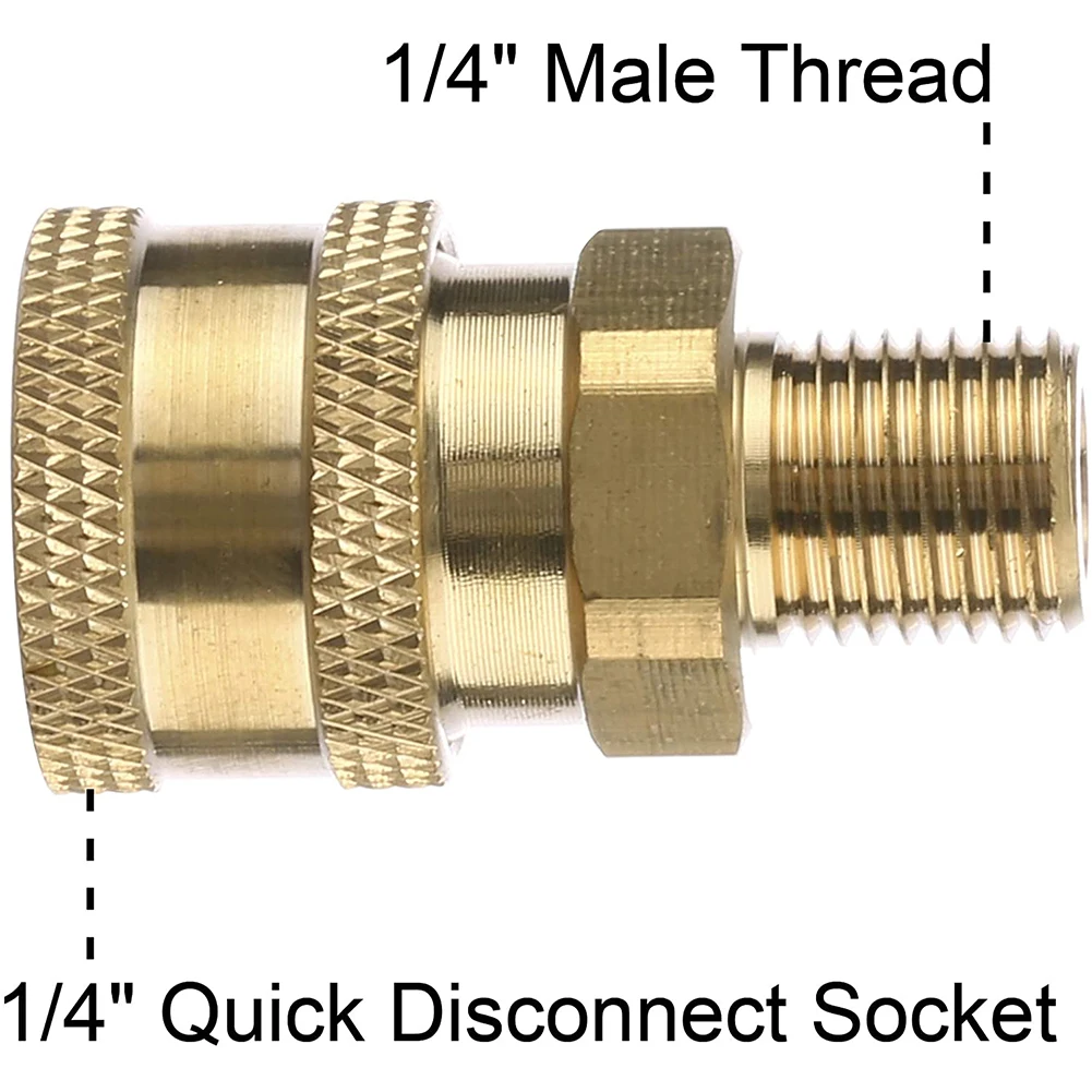 Adaptador de lavadora de alta presión, arandela de presión de latón, 1/4 M22 a Conexión rápida, adaptador acoplador macho de 5000 PSI