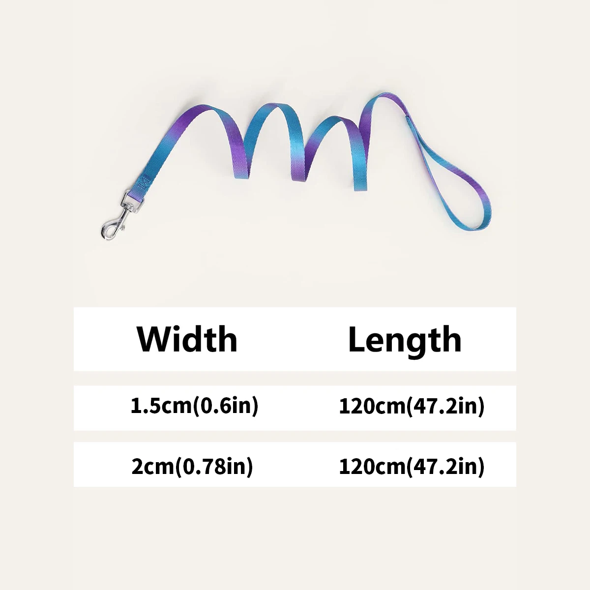 A colorful pet leash dog leash for indoor and outdoor use