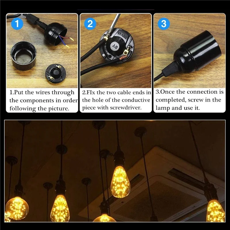 ABUP-18-Pack Bakelite Lamp Holder E26/ E27 Light Socket Vintage Bulb Socket ES Screw Lampholder For Ceiling/Pendent/Floor