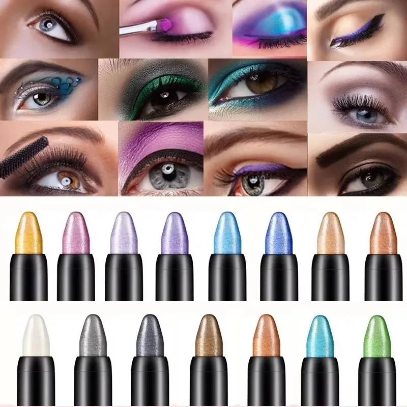 1-15pcs  15 Colors Pearlescent Eyeshadow Pencil Waterproof Long Lasting Glitter Shimmer Eye Shadow Pen Stick Eyes Makeup Tools