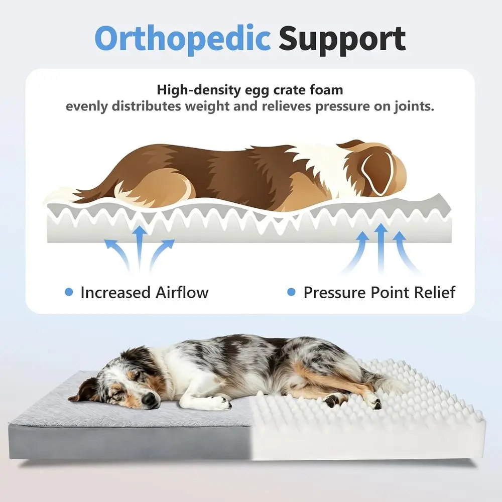 Orthopedic Dog Bed for Car Back Seat with Reversible Cover and Waterproof Backseat Extender, 51x23.5 Gray