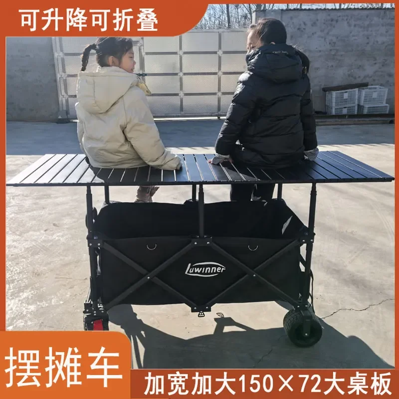 Folding Stall Trolley Cart for Night Market Vendors Portable Push Cart for Starch Sausage Snacks Small Gifts and Trinkets
