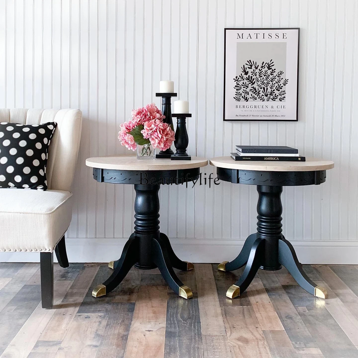 

French Style Solid Wood Simple Modern Home Small Coffee Table American Creative Small Apartment Furniture Customization