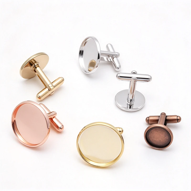BoYuTe (20 Pieces/Lot) Threaded Rod French Cufflinks Blank Tray Base Cuff Links for Men Shirt Suit Wedding Business Accessories
