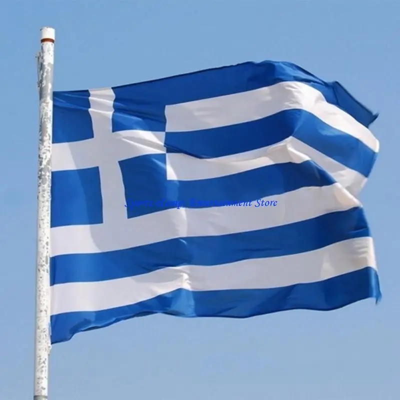 G7NF 90×150cm 3x5 ft Greek Flag For Outside Greece Flags Longest Lasting Embroidered for Image, Sewn Stripes Perfect for Outd
