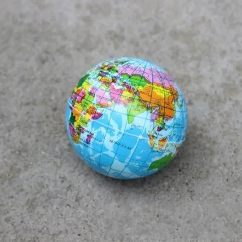 6Pcs/Bag Globe Toy PU Foam Globe Decompression Teaching Elastic Ball Pressure Adult Children Novelty Fun for Cat Dog Play