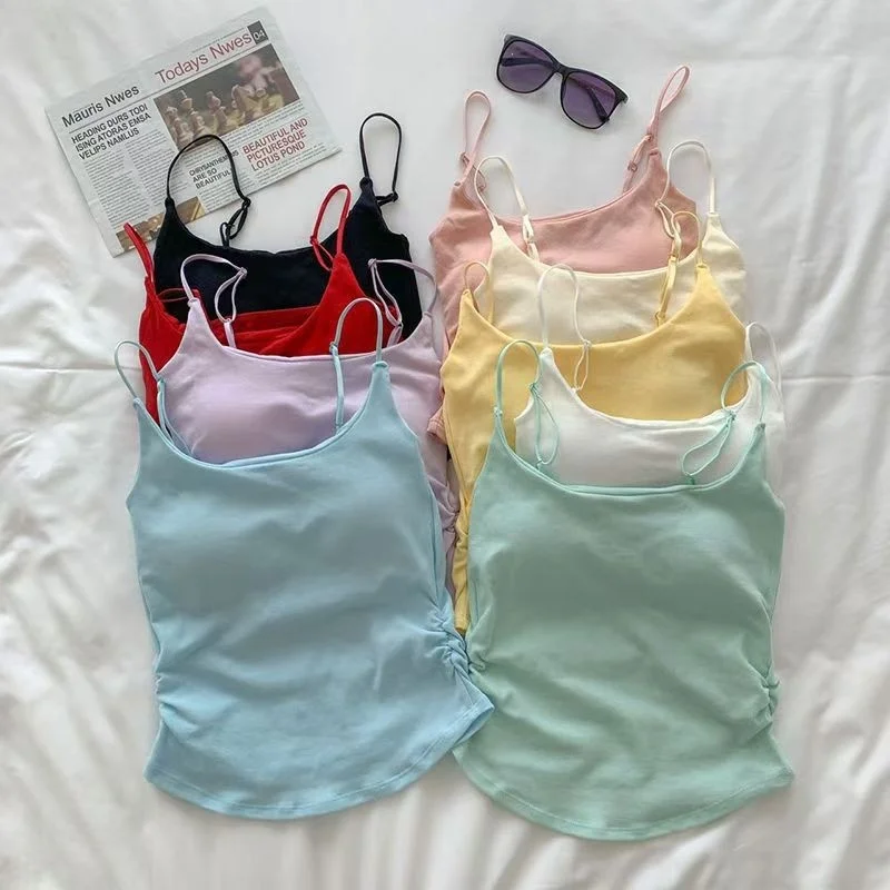 

Sexy Spicy Girl Bal Strap Vest Women's Summer Slimming Outerwear with Chest Pad Design Casual Sweet Sle Polyester Fiber