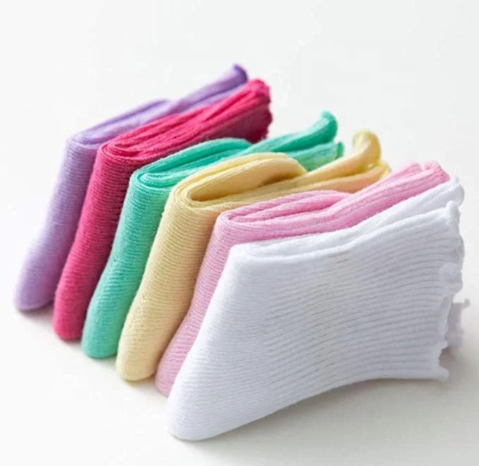 Meias de tornozelo Ruffle Ripple Edge para bebês, Meias de bomba coloridas infantis, Meias de criança reciclada, Turn Cuff