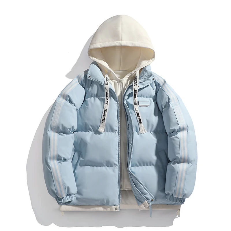 Новая однотонная куртка с капюшоном в парном стиле, осенне-зимняя модная куртка из двух предметов с капюшоном, ветрозащитная утолщенная теплая стеганая куртка