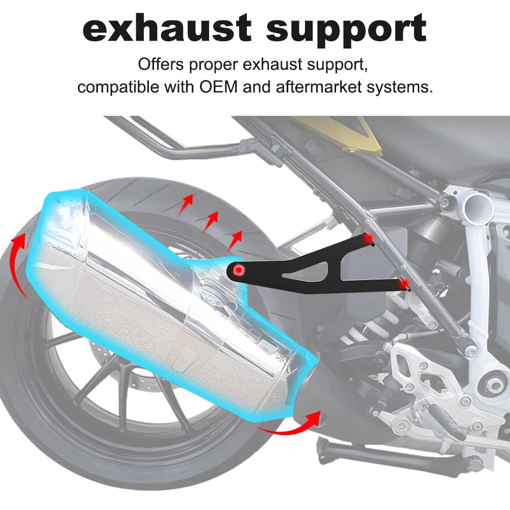 Fit For BMW R1250R R1250RS 2019 2020 2021 2022 2023 2024 Motorcycle Aluminum Exhaust Hanger Bracket Muffler Support Holder