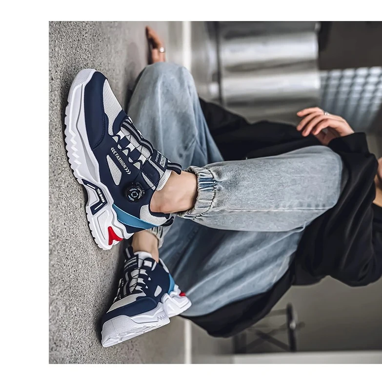 

Men's Korean rotating buckle trendy casual sports shoes four season soft soled non Slip outdoor running shoes student sneakers