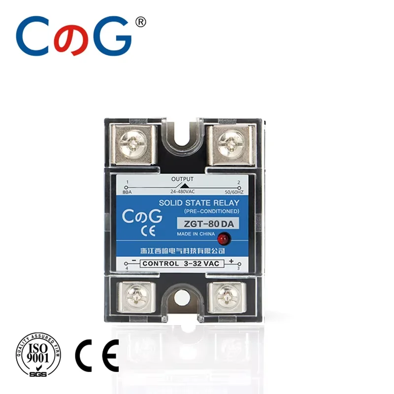 CG SSR-60DA 80DA 100DA Relay Single Phase DC Control AC 24-480VAC 3-32VDC Heat Sink 60A 80A 100A DA Solid State Relay