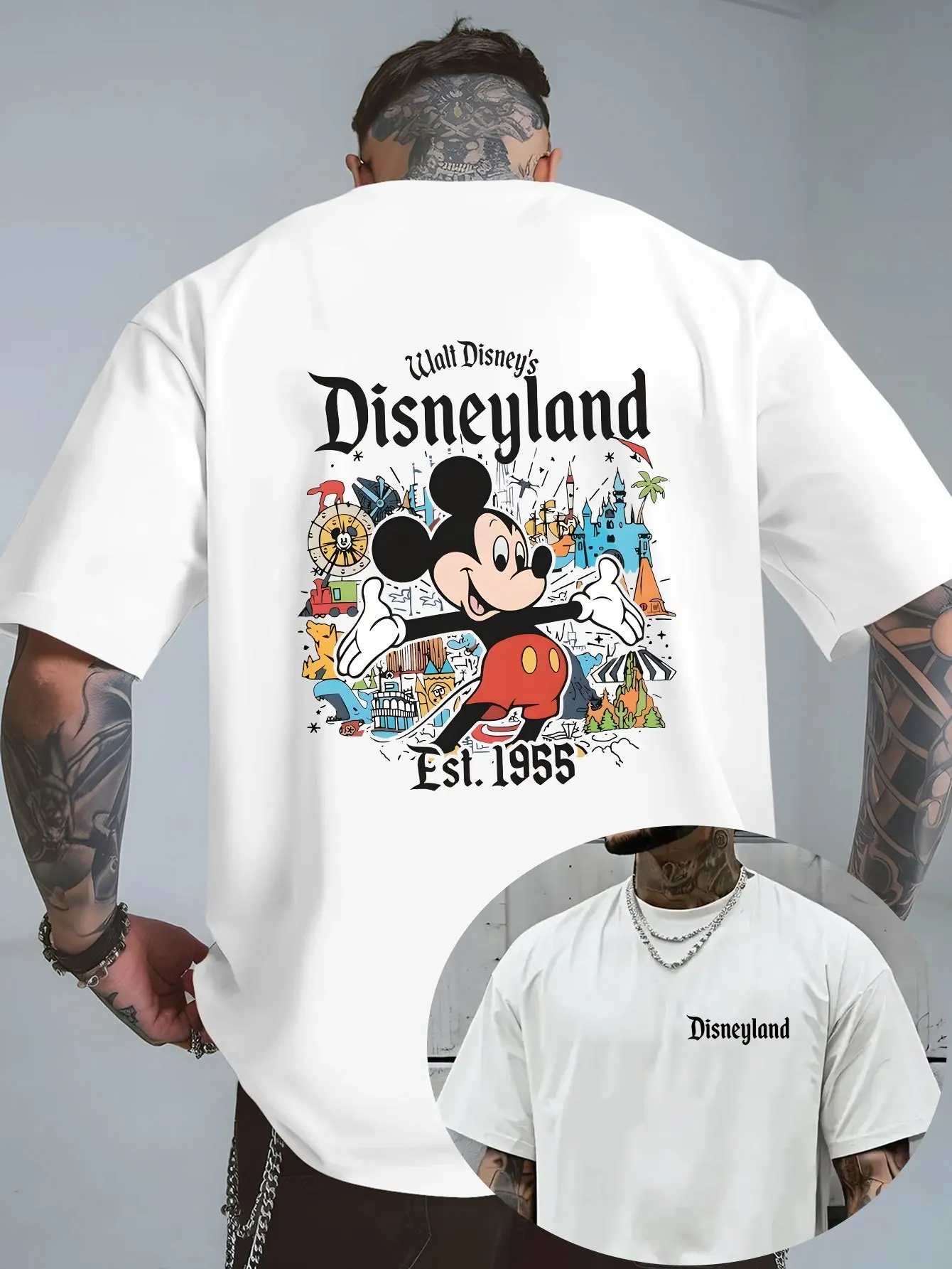 

Рождественская футболка с Микки Маусом Диснея, хлопковая мужская и женская повседневная модная свободная футболка большого размера с короткими рукавами, унисекс, наряд для мероприятий