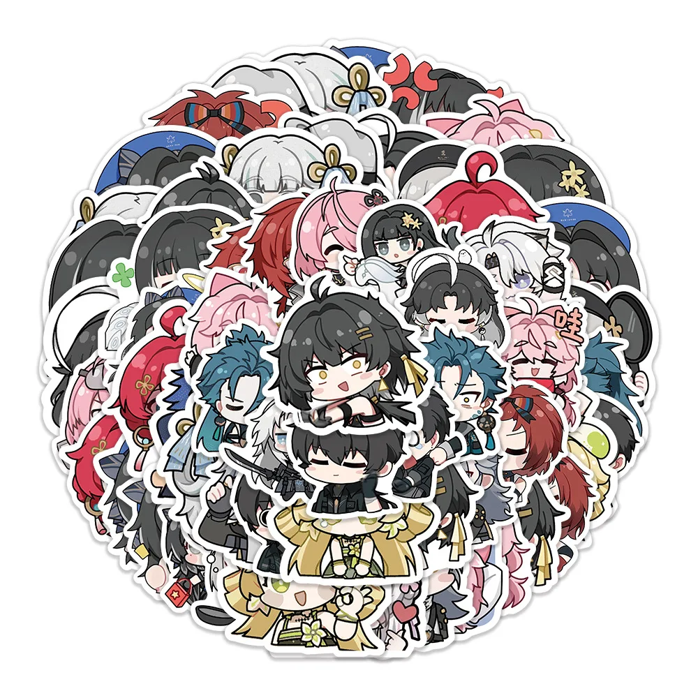 

10/60PCS Wuthering Waves Stickers Cute Game Characters Meme Sticker Open World Games Graffiti Laptop Guitar Car Bike Kids Toys