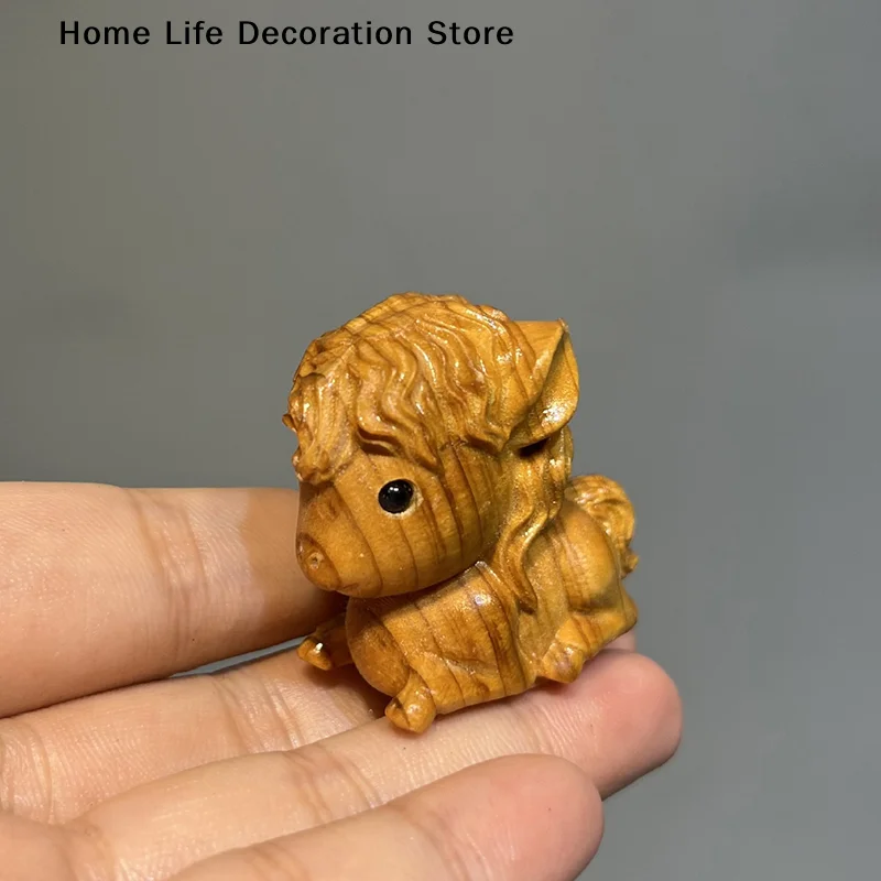Small Animal Statues Wooden Hand Carved Arborvitae Cute Mini Sculpture Art Decorative Handmade Handcrafted Home OfficeDecoration