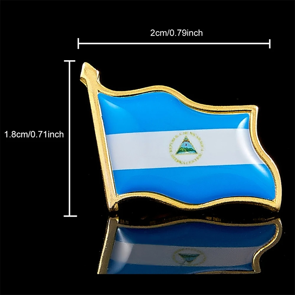 The Republic of Nicaragua Gold Plated Flag Lapel Pin Metal Badges for Backpacks Brooch Jewelry Collectible