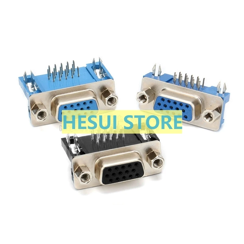 VGA15 plug socket female head three row 15-core 90 degree bent pin long/short plug plate