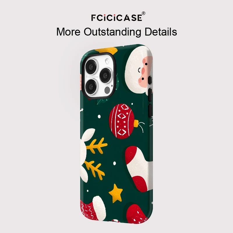 Fcicicase عيد الميلاد قضية الهاتف آيفون 17 الهواء 16 15 14 13 12 11 برو ماكس زائد ل Magsafe المغناطيسي اللاسلكية تهمة ماتي غطاء