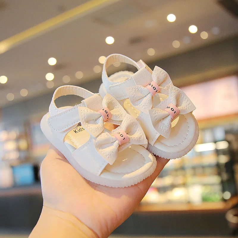 Children Cute Bow Princess Beach Shoes Summer Infant Toddler Sandals for Girls Non-Slip Soft Sole Comfortable Casual Baby Shoes