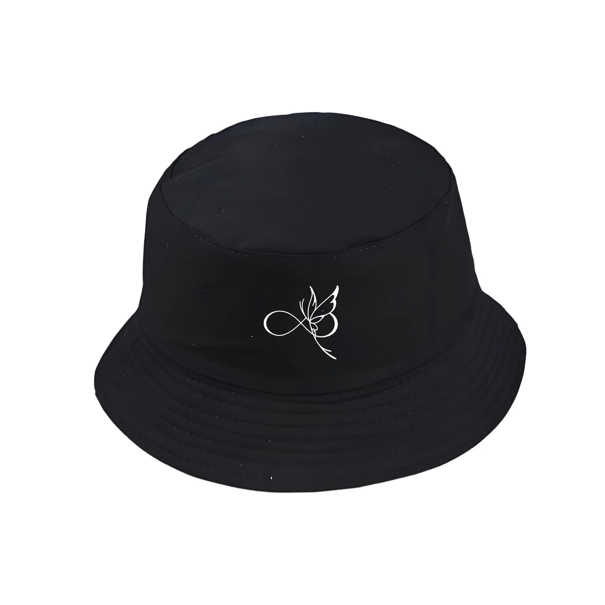 Bucket Hat Butterfly Infinity Embroidery Cotton Fisherman Cap Y2K Vintage Packable Casual Sun Hat
