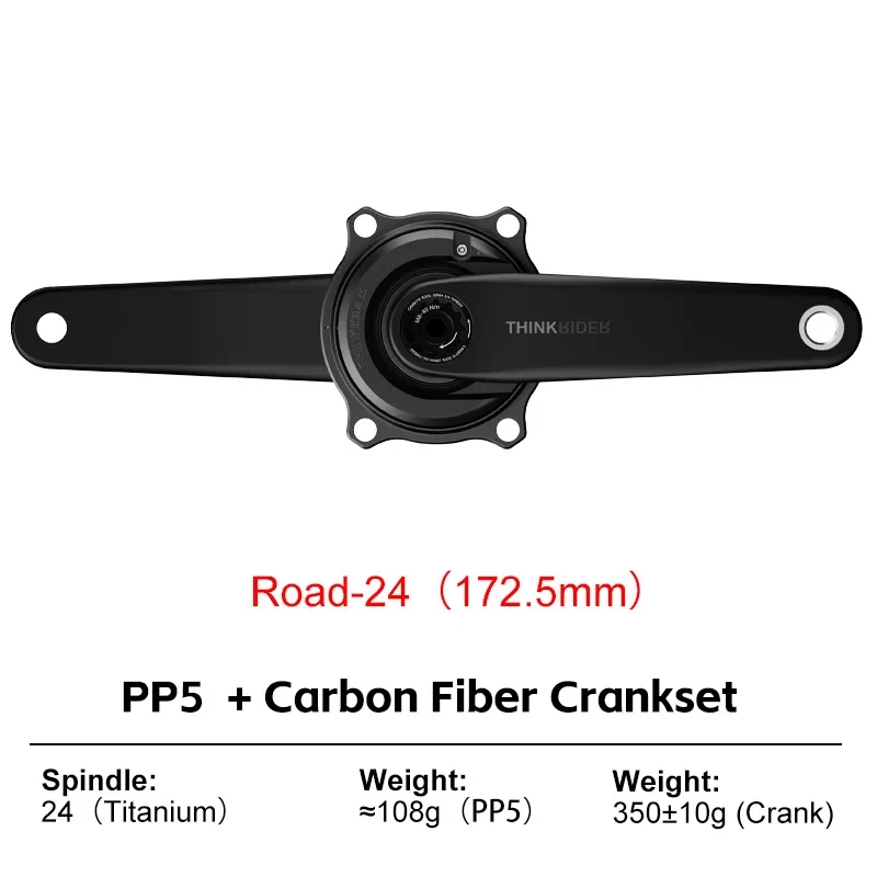 THINKRIDER PP5 Fahrrad Carbon-Faser Spider Leistungsmesser Kurbelgarnitur 24MM ANT+ BLE für Rennräder