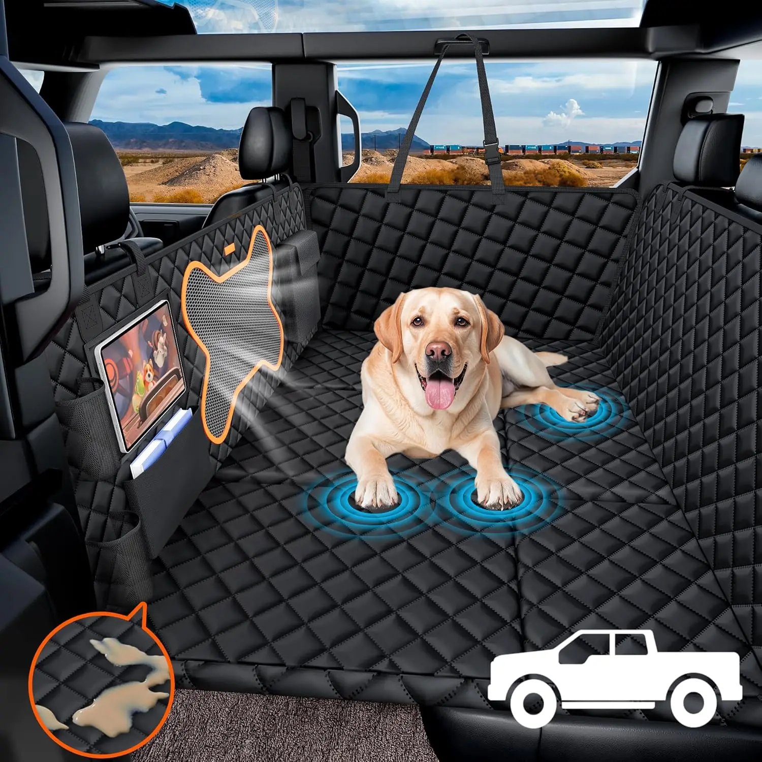 Truck Dog Seat Cover Back Seat, Backseat Extender Hard Bottom Heavy-duty  Holding for Larger Dogs Anti-slip Waterproof