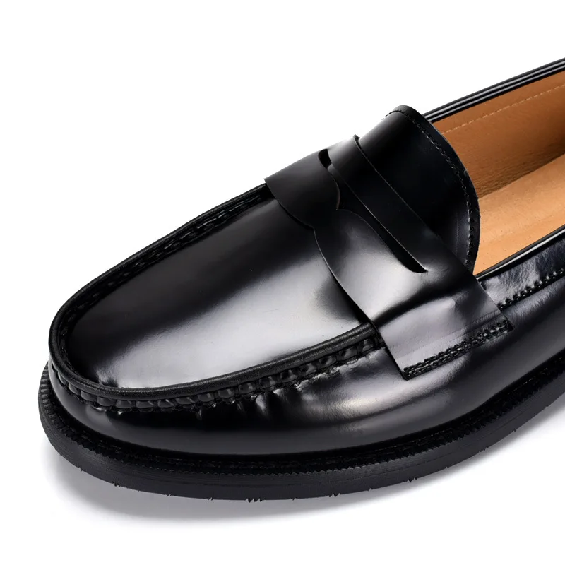 Men's All-Day Comfort Penny Loafers Premium Polished Genuine Leather Slip-On Shoes Cushioned Rubber Sole Business Casual Shoes