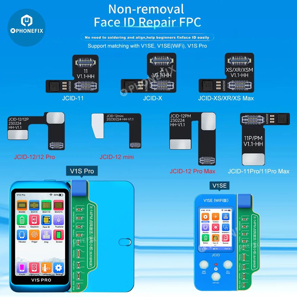 JC Non Removal Face ID Repair FPC Flex Cable for iPhone X - 15ProMax Dot Matrix Face ID Activation Read Write Without Soldering