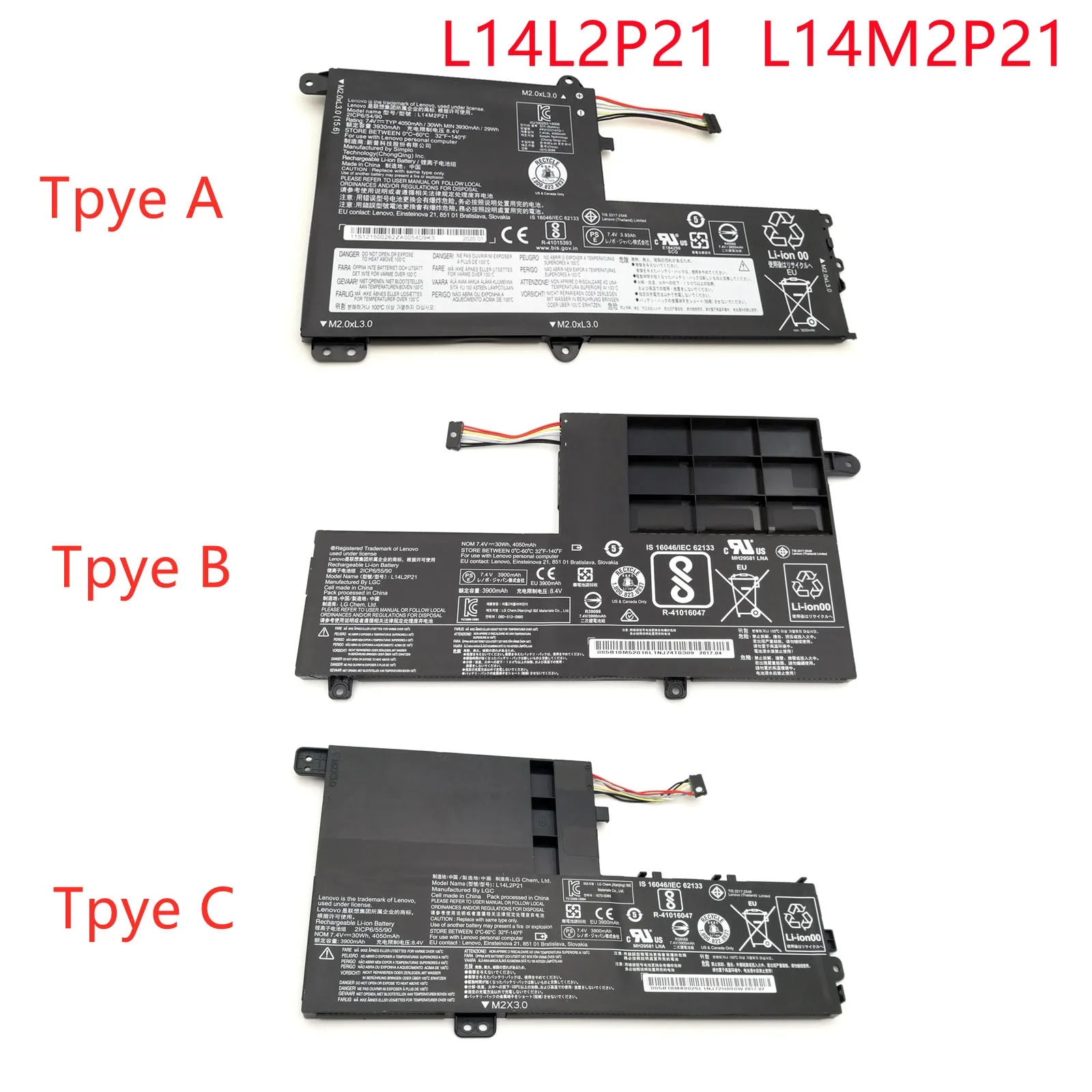 

L14M2P21 L14L2P21 Аккумулятор для ноутбука Lenovo IdeaPad Yoga 500-15ISK 510S-14ISK 720-15IKB 310S-14ISK 330S-15IBK 300S-14ISK S41-35