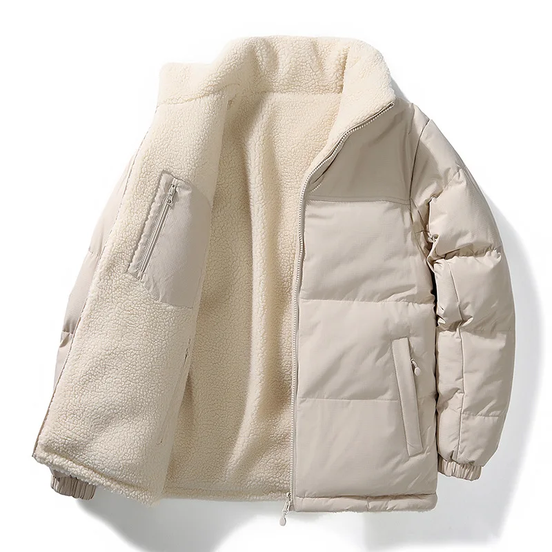 Design double face 2025 Nuovo cappotto in cotone di lana di agnello per uomo e donna Top casual da esterno caldo e spesso alla moda per coppie