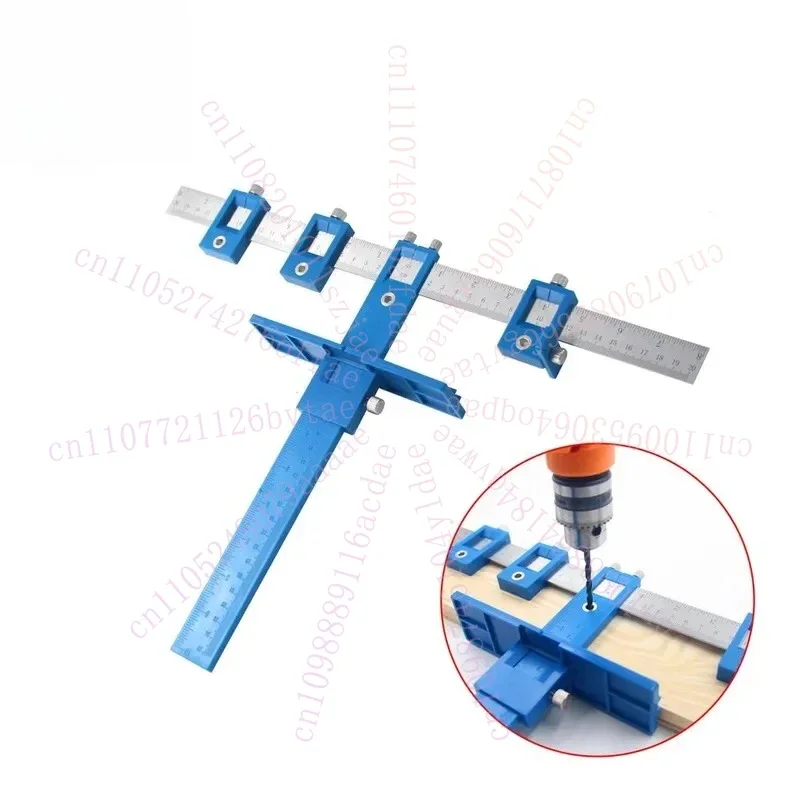 Multifunctional Woodworking Punching Positioner Plastic T Ruler Auxiliary Installation Tool Furniture Drilling Jig Template