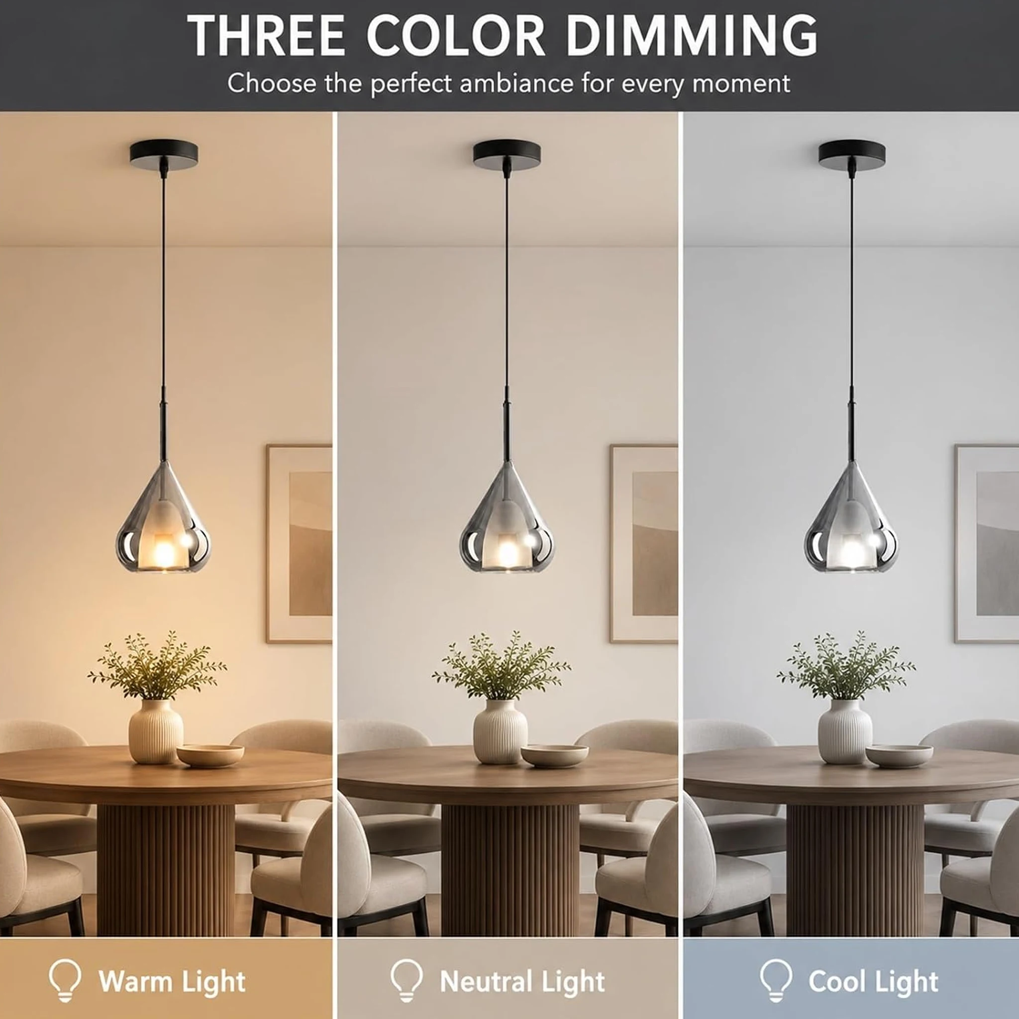 Modern Glass Pendant Lamp Adjustable Luxury Waterdrop Hanging Lamp Kitchen Dining Room Bar Counter Bedroom Home Decor Lighting