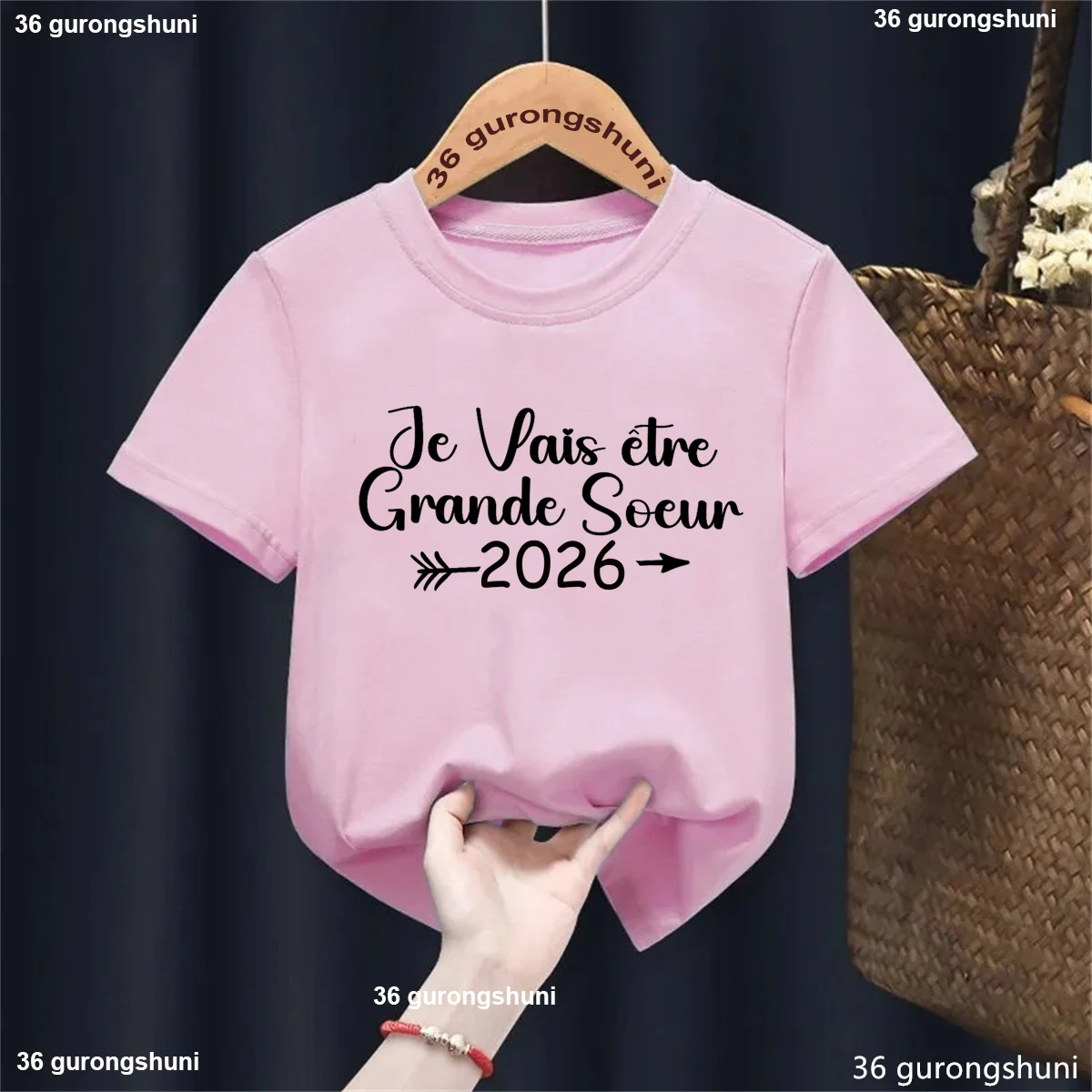 T-shirt imprimé « Je deviendrai sœur » 2026 pour filles, annonce de grossesse, « J'ai un secret », « Devenant une future sœur »