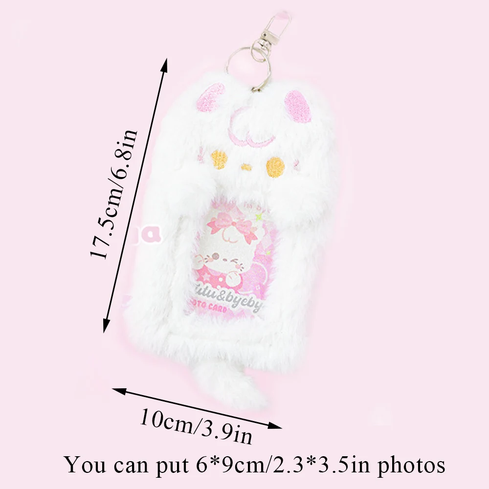 Imagem -06 - Ins Soft Plush Photo Card Holder Capa Protetora com Pingente de Bolsa Elástico Cartoon id Card Sleeve para Estudantes