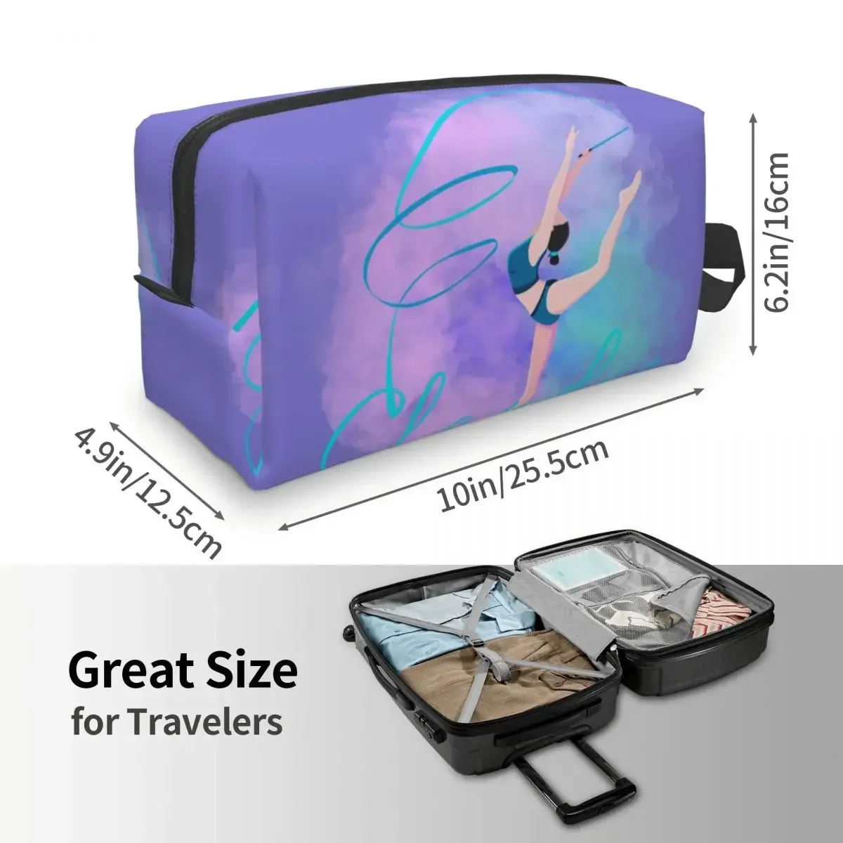 

Custom Kawaii Dance Rhythmic Gymnastics Travel Toiletry Bag for Women Cosmetic Makeup Bag Beauty Storage Dopp Kit