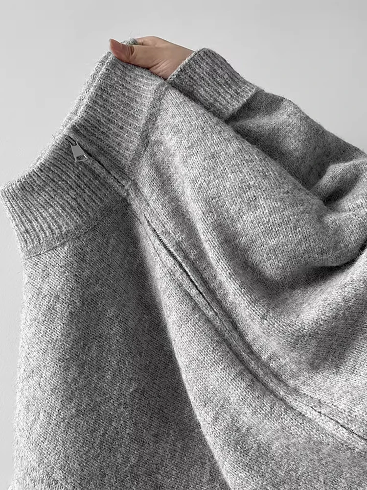 

ay Zipper Knitted Sweater Men's Sle Autumn Winter Heavyweight Retro Loose American Coat Soft Polyester Long Sve Casual