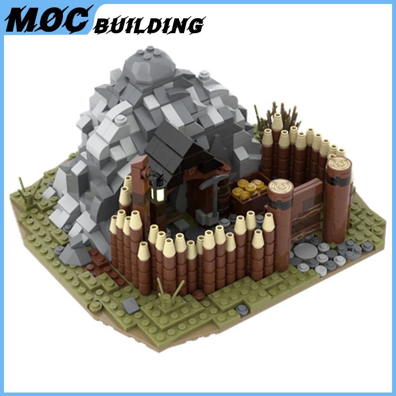 MOC medievale oro miniera casa modello Building Blocks fai da te assemblare mattoni Cottage castello architettura collezione creativa giocattoli regalo