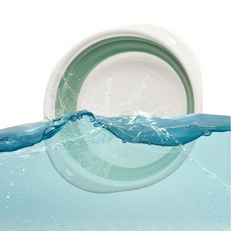 Picture 3: 1PC Small Mini Thickened Foldable Basin, Household Foldable Round Face Washing and Vegetable Washing Basin