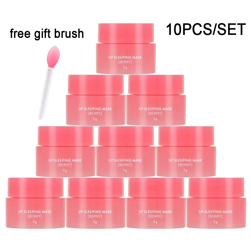 

10PCS Korean Berry Lip Sleeping Mask Night Sleep Maintenance Moisturizing Fade Lip Lines Nourishing Lip Balm