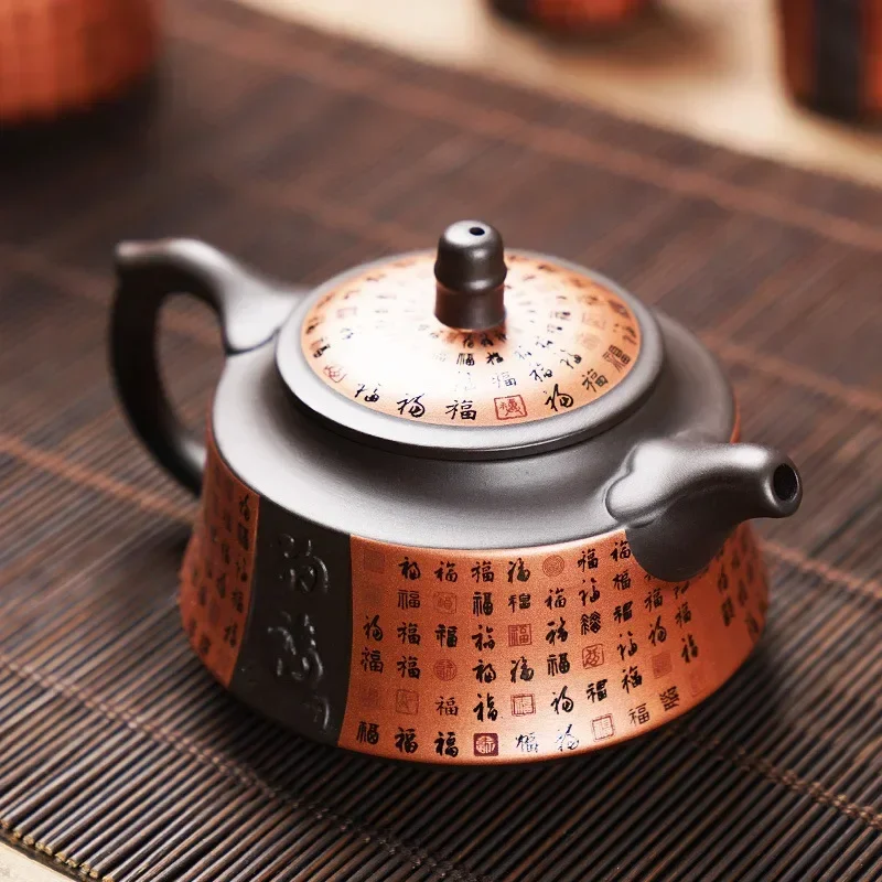 

Чайник из пурпурной глины Lucky, домашний чайник Gongfu, чайный набор с одним горшком, маленькая ручка для фильтрации, защита от ожогов