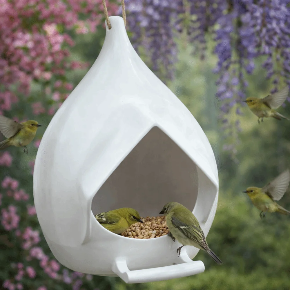 Plastic Waterproof Hanging Bird Feeder Large Capacity with Stand Hummingbird Feeder Rainproof Bird Feeding Dispenser Backyard